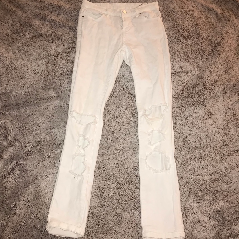 White ripped jeans.
